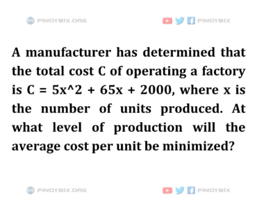 Solution: At what level of production will the average cost per unit be minimized?