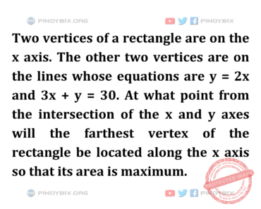 Solution: At what point from the intersection of the x and y axes will the farthest vertex