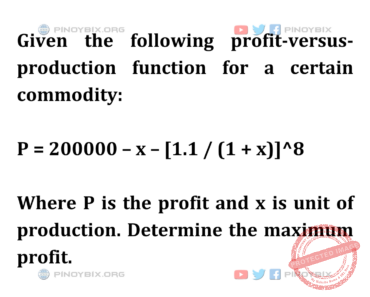 Solution: Determine the maximum profit