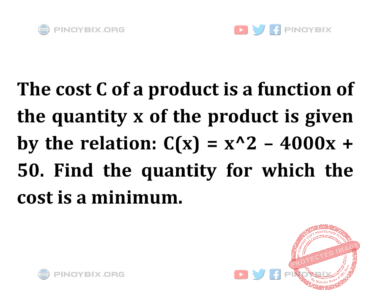 Solution: Find the quantity for which the cost is a minimum