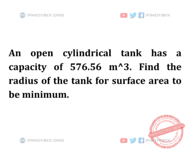 Solution: Find the radius of the tank for surface area to be minimum