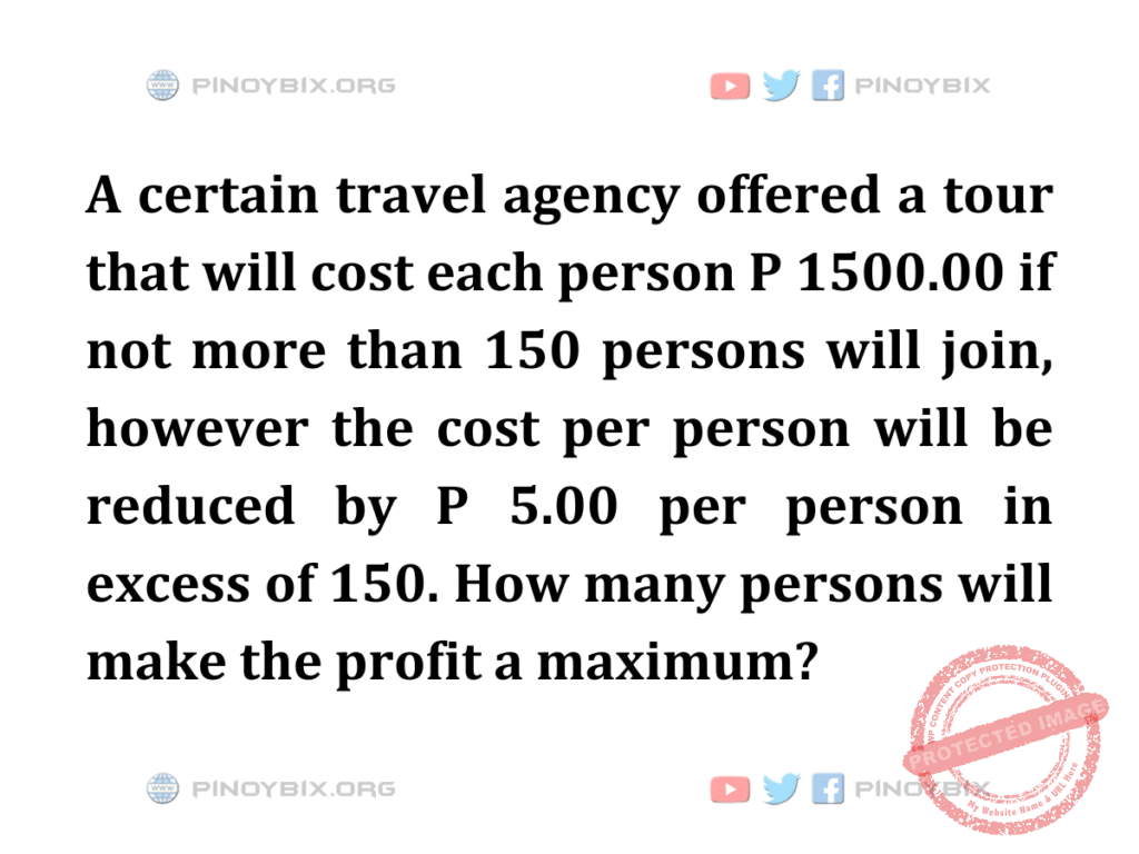 Solution: How many persons will make the profit a maximum?