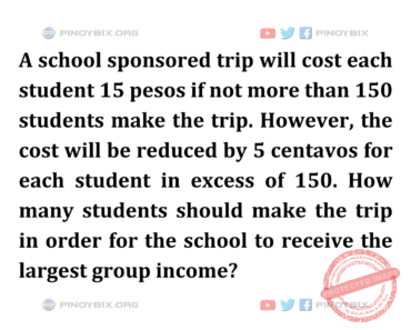 Solution: How many students should make the trip in order for the school to receive