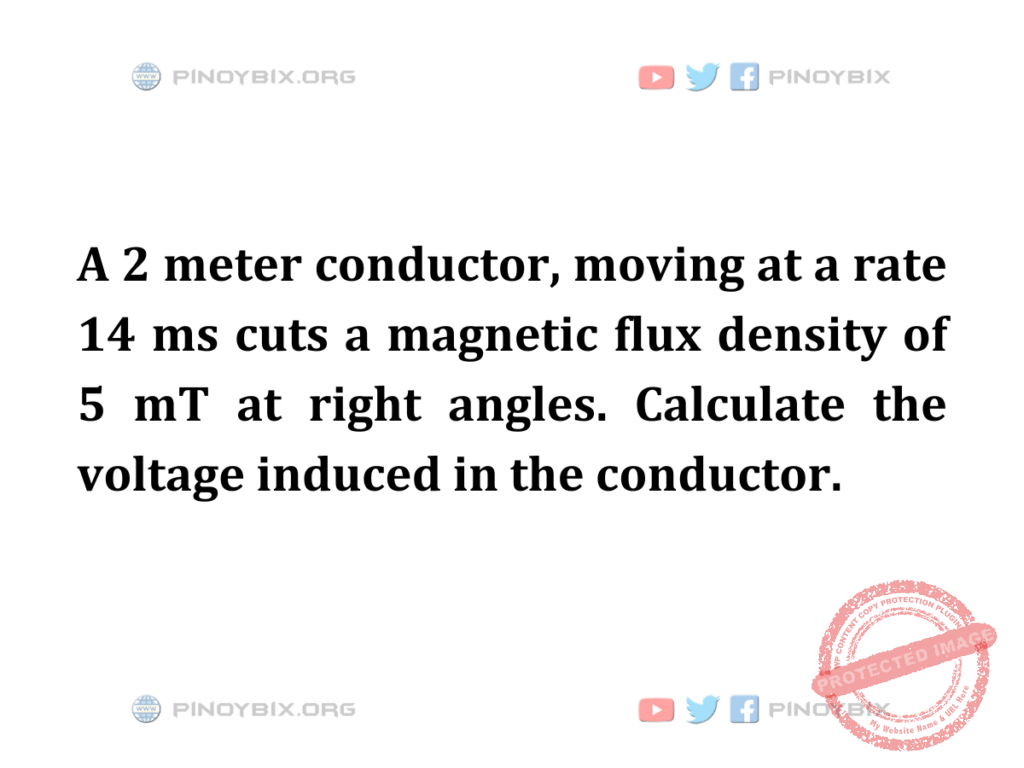 Solution: Calculate the voltage induced in the conductor