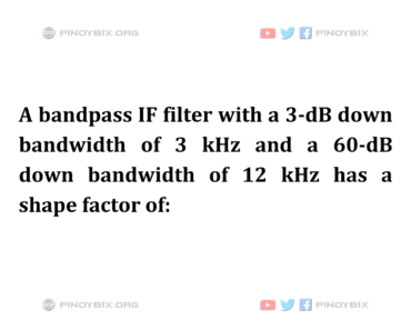 Solution: A bandpass IF filter with a 3-dB down bandwidth of 3 kHz Solution: A bandpass IF filter with a 3-dB down bandwidth of 3 kHz