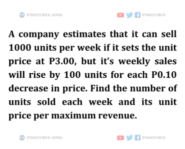 Solution: Find the number of units sold each week and its unit price