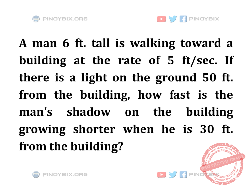 Solution: How fast is the man's shadow on the building growing shorter