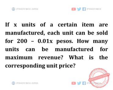 Solution: How many units can be manufactured for maximum revenue?