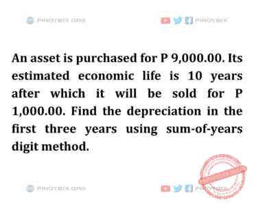 Solution: Find the depreciation in the first three years using sum-of-years digit method