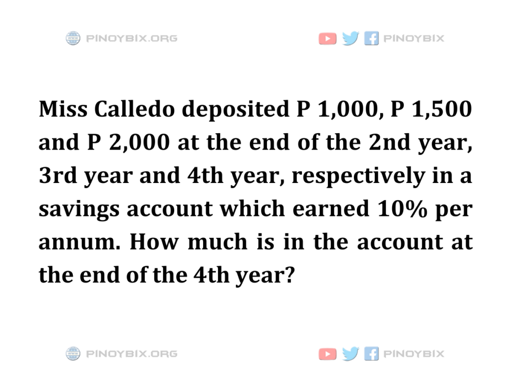Solution: How much is in the account at the end of the 4th year?