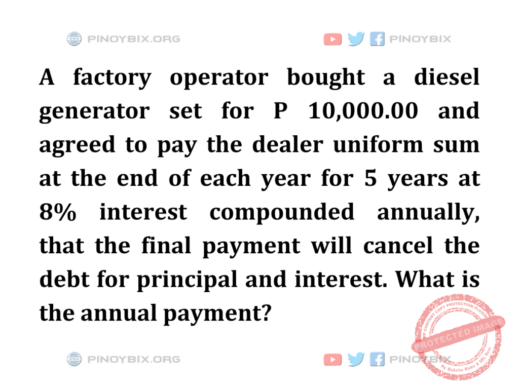 Solution: What is the annual payment?