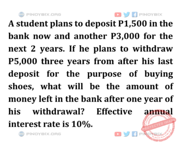 Solution: What will be the amount of money left in the bank after one year of his withdrawal?