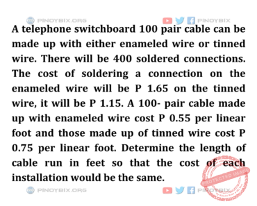 Solution: Determine the length of cable run in feet