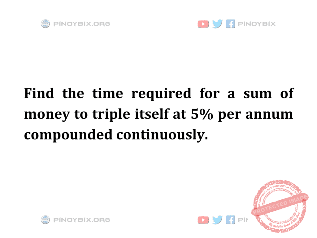 Solution: Find the time required for a sum of money to triple itself