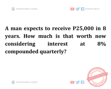 Solution: How much is that worth now considering interest at 8% compounded quarterly? Solution: How much is that worth now considering interest at 8% compounded quarterly?