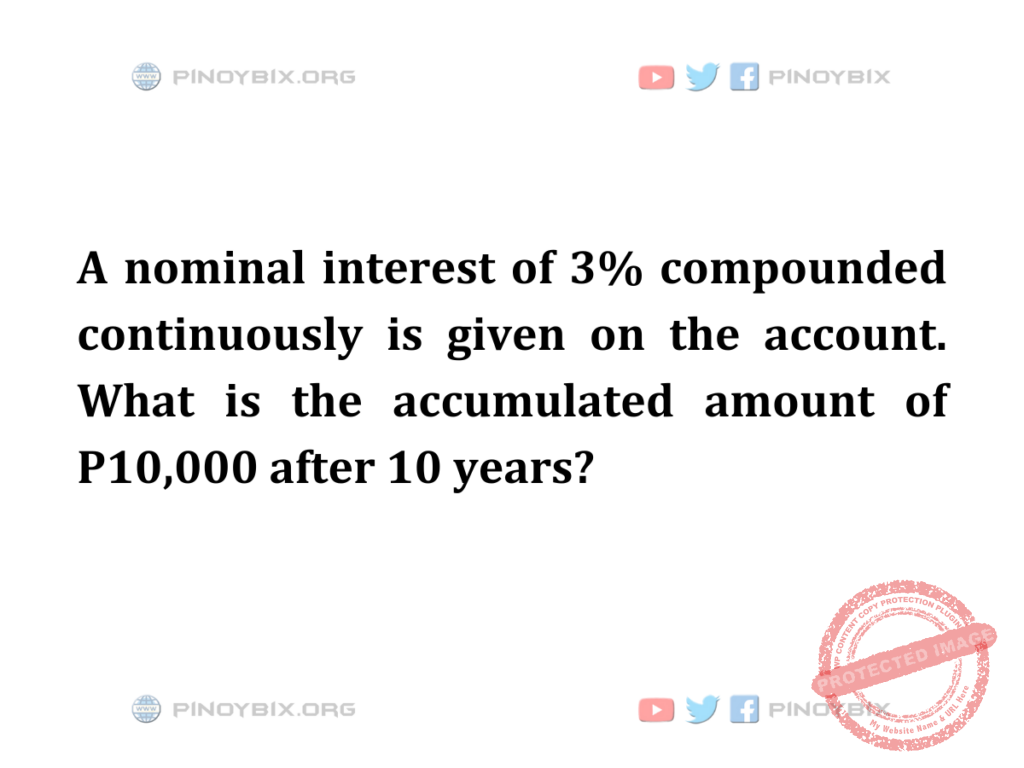 Solution: What is the accumulated amount of P10,000 after 10 years?
