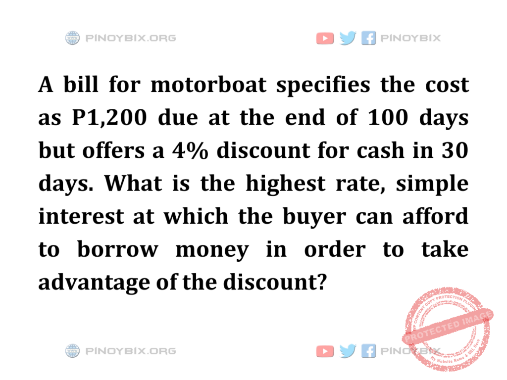 Solution: What is the highest rate, simple interest at which the buyer can afford