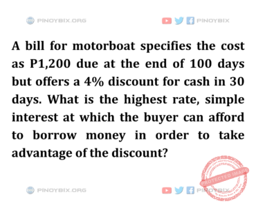 Solution: What is the highest rate, simple interest at which the buyer can afford