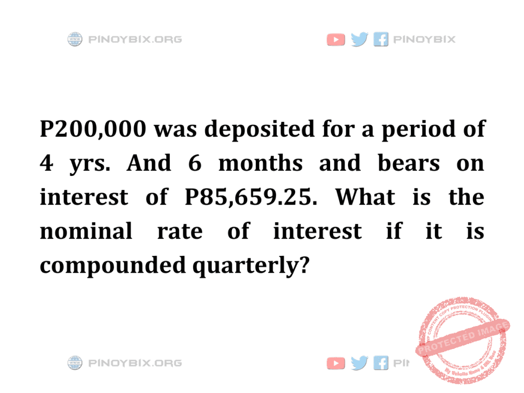Solution: What is the nominal rate of interest if it is compounded quarterly?