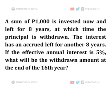 Solution: What will be the withdrawn amount at the end of the 16th year? Solution: What will be the withdrawn amount at the end of the 16th year?