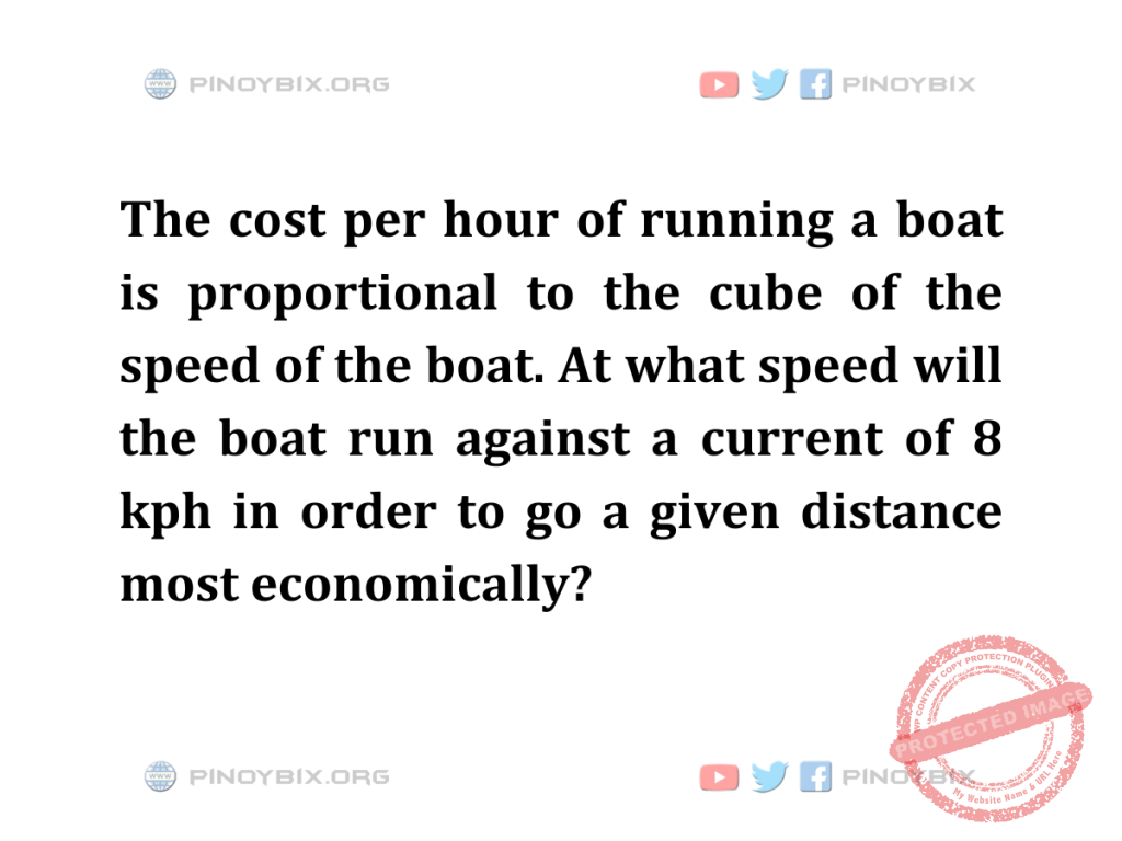 Solution: At what speed will the boat run against a current of 8 kph