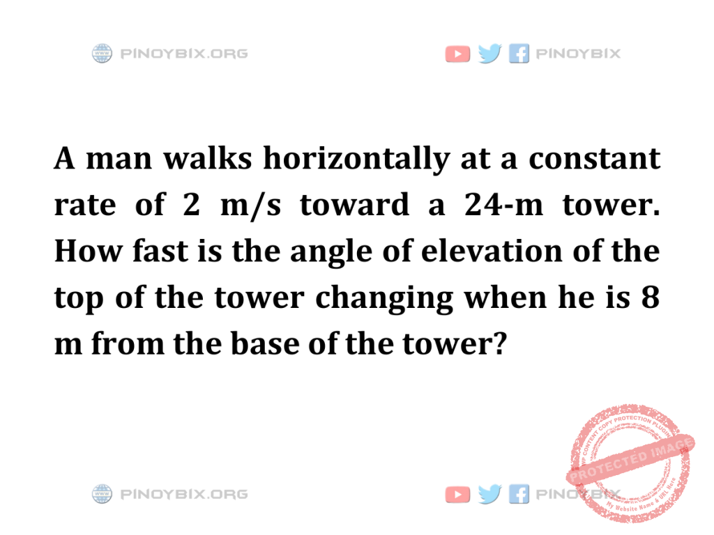 Solution: How fast is the angle of elevation of the top of the tower changing