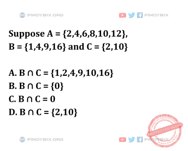 Solution: Suppose A = {2,4,6,8,10,12}, B = {1,4,9,16} and C = {2,10}