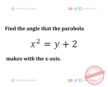 Solution: Find the angle that the parabola x^2 = y + 2 makes with the x-axis