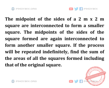 Solution: Find the sum of the areas of all the squares formed Solution: Find the sum of the areas of all the squares formed