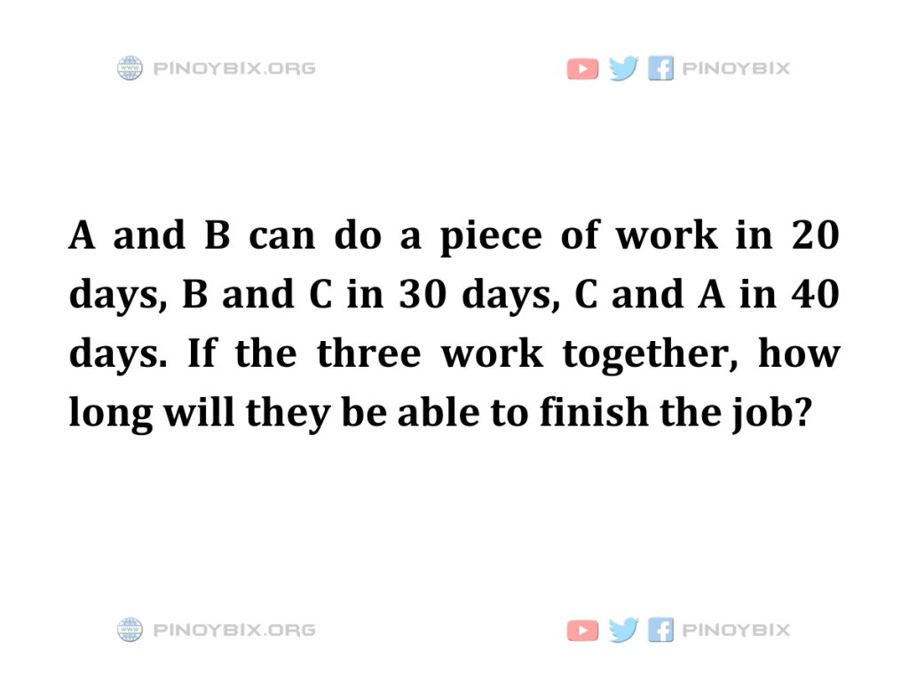 Solution: How long will they be able to finish the job?