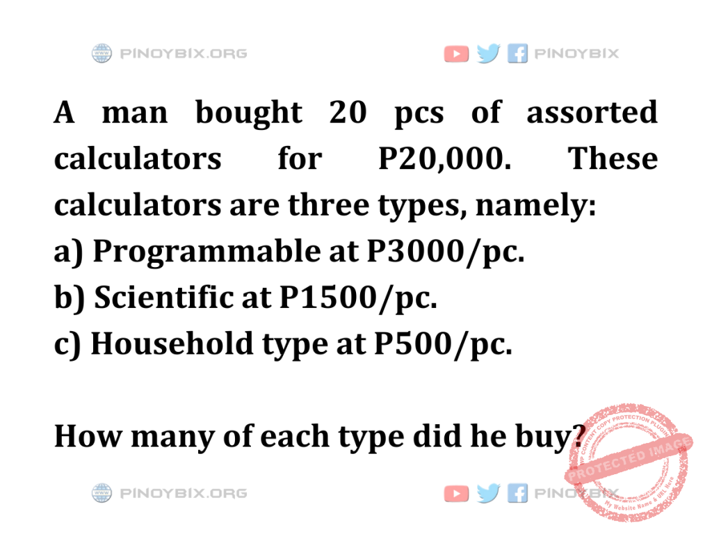 Solution: How many of each type did he buy?