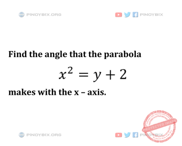 Solution: Find the angle that the parabola x^2 = y + 2 makes with the x – axis
