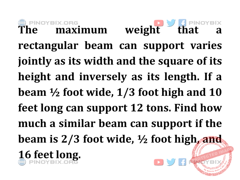 Solution: Find how much a similar beam can support if the beam is