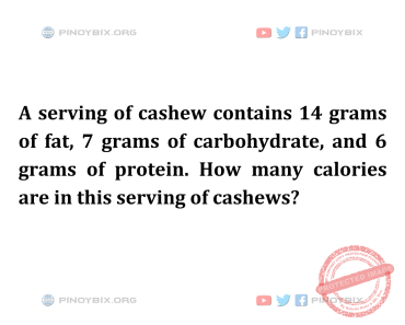 Solution: How many calories are in this serving of cashews?