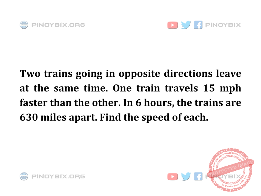 Solution: Find the speed of each