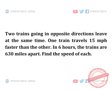 Solution: Find the speed of each