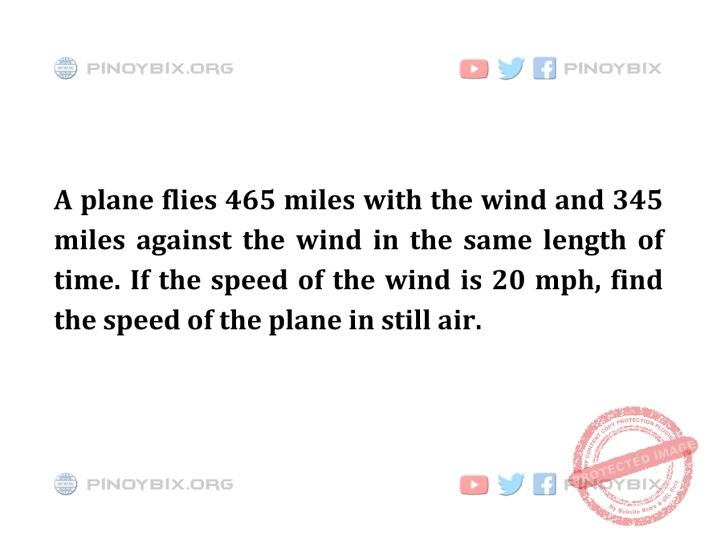 Solution: Find the speed of the plane in still air