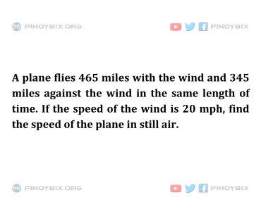 Solution: Find the speed of the plane in still air