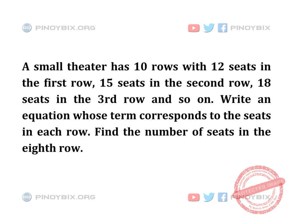 Solution: Find the number of seats in the eighth row