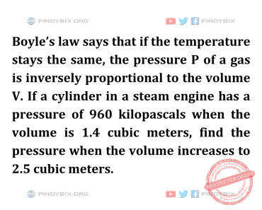 Solution: Find the pressure when the volume increases to 2.5 cubic meters Solution: Find the pressure when the volume increases to 2.5 cubic meters