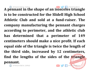 Solution: Find the lengths of the sides of the triangle pennant