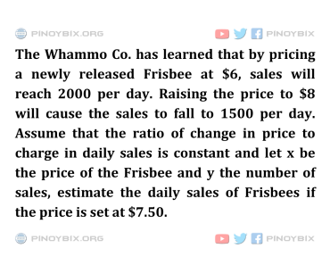 Solution: Estimate the daily sales of Frisbees if the price is set at $7.50
