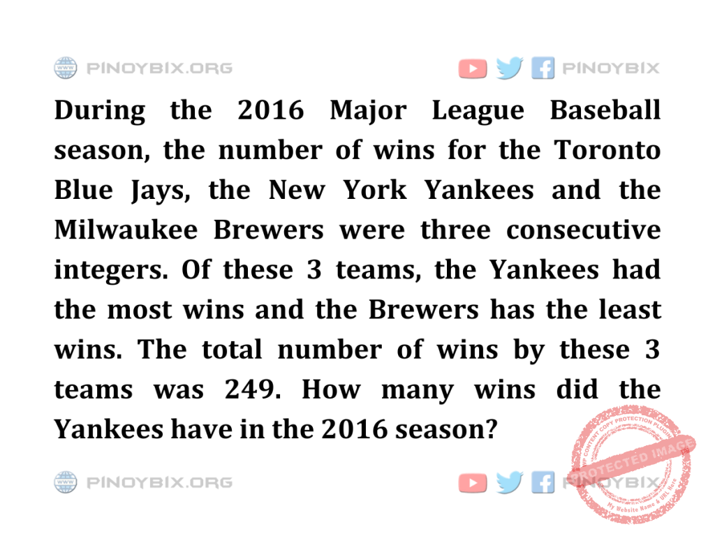 Solution: How many wins did the Yankees have in the 2016 season?