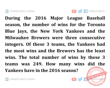 Solution: How many wins did the Yankees have in the 2016 season?