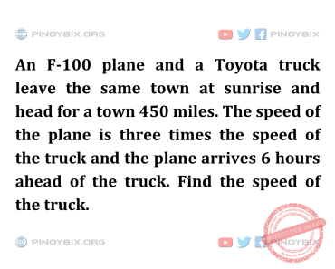 Solution: Find the speed of the truck