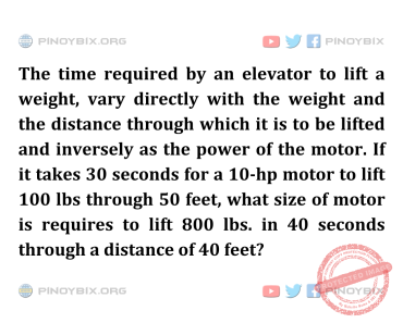 Solution: What size of motor is requires to lift 800 lbs. in 40 seconds