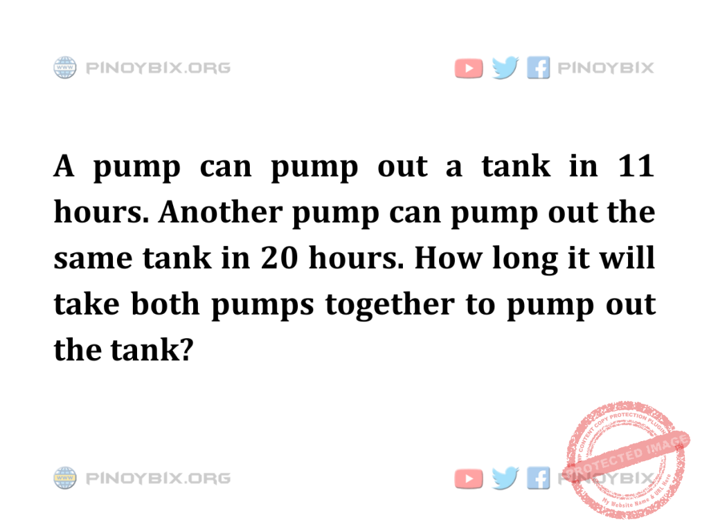 Solution: How long it will take both pumps together to pump out the tank?