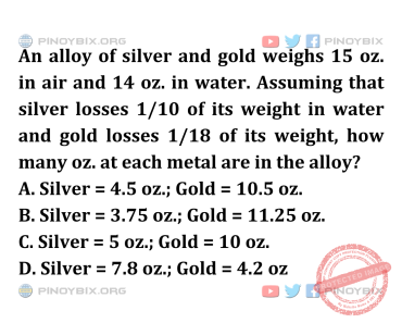 Solution: How many oz. at each metal are in the alloy?