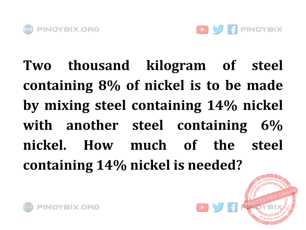 Solution: How much of the steel containing 14% nickel is needed?