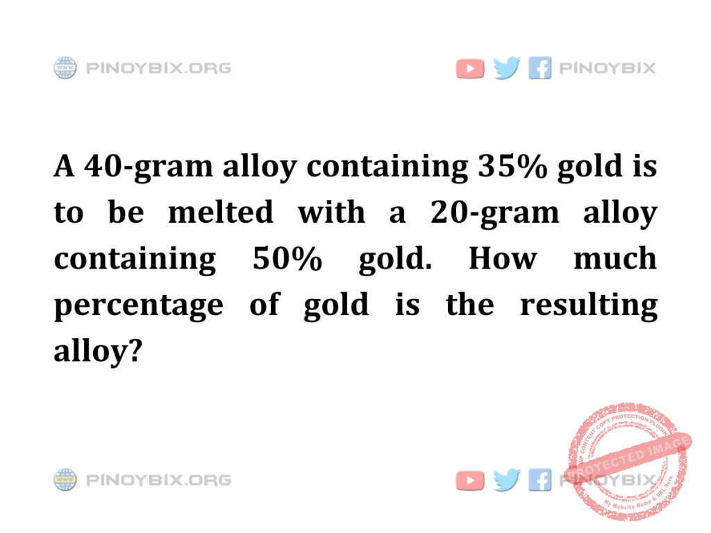 Solution: How much percentage of gold is the resulting alloy?
